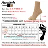 Aneikeh الصلبة تمتد الأحذية الأزياء ساحة مفتوحة تو رقيقة عالية الكعب تشيلسي النساء الأحذية مثير جوفاء شبكة منتصف العجل المشمش الأسود 220421