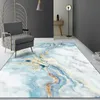 Tapis bleu clair or blanc marbre salon chambre mode moderne luxe abstrait tapis de chevet tapis de sol personnalisation