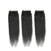 HD Lace 5x5 Malaysisk Kinky Straight Closure Coarse Yaki Human Hair Free Middle 3 Part Lace Closure Blekt Knots Med Baby Hår