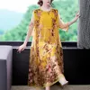 Casual Dresses Summer Embroidery Floral Natural Silk Light Midi Dress Women Korean Fashion Beach Elegant Storlek 5xlcasual