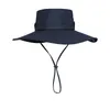 Chapeaux à large bord Mode Summer Bucket Hat Cowboy Hommes Pêche en plein air Randonnée Plage Mesh Respirant Anti UV Sun Cap Large BrimWide