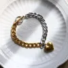 Charm Bracelets Trend Heart For Women Men Couples Love Anklet Cuban Half Gold And Silver Bangles Chain Jewelry Gifts