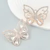 Crystal Big Butterfly Stud Oreau Silver Gold Women Elegant Boucles d'oreilles papillon pour la soirée de la soirée Bijoux de haute qualité