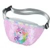 Enfants filles sac à main paillettes impression licorne taille sac banane sac dessin animé enfants poitrine sac épaule sacs de messager