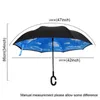 Long Shank Inverted Umbrella C-Shaped Handle Double Layer Anti-UV Waterproof Windproof Reverse Folding Straight Umbrellas Car Rain Outdoor