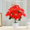 Decorative Flowers & Wreaths Real Touch Flannel Artificial Christmas Red Poinsettia Bushes Bouquets Xmas Tree Ornaments CenterpieceDecorativ