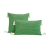 Poduszka/poduszka dekoracyjna Zielona bawełniana bielizna poduszka salon sofa dekoracja gęstość kwadratowych frędzl