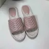 Dam Läder Espadrille Sandal Slide Designer Sandal Högkvalitativt äkta läder Sladd Plattform Dubbel hårdvara Utomhus strandrutschbanor med box NO30