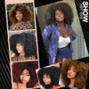 Костюмированные аксессуары синтетические парики короткий черный вьющий парик для чернокожих женщин натурально выглядящий Ombre Brown Red Afro Kinky Curly Wig с челкой