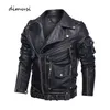 Dimusi Winter Mens Leather Jacket Men Fashion Мотоцикл PU