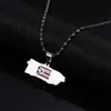 Chains Puerto Rico Map Flag Pendant Necklaces For Women Men Stainless Steel Unisex Ethnic Jewelry