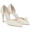 White Pearls Leather Bridal Wedding Dress Sandals Shoes Sacora Lady Pumps Luxury High Heels Women Elegant Walking With Box EU35-43