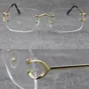 2022 Nouveau Designer C Décoration Métal Sans Monture Carré Cadres Femmes Lunettes 0344O 001 M C57G23AK Cadre Or 18K Optique Mâle et Femelle Mode Lunettes Taille 57 19-145MM