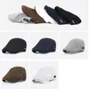 Branded Men Berets Summer Breathable Visor Cap Women Flat Peak Sun Hat Net Solid Fishbone Newsboy Hat Mesh Driver caps J220722