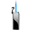 Leggero ultra sottile blu fiamma butano antivento accendino a gas torcia a getto di metallo mola per sigari turbo gadget ricaricabili per uomo