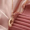 Kedjor kinel mode glansigt halsband för kvinnor 585 rosguld enkel geometri naturlig zirkonhänge dagligen fina smyckenchains