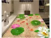 Custom photo flooring wallpaper 3d Wall Stickers Modern Pond lotus fish floor painting walls papers home decoration