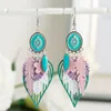 Bengelen kroonluchter 2022 ontwerp bohemia veer oorbellen voor vrouwen blauw roze kleurrijke oorbel mode cadeau sieraden