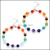 Bracciale Orecchini Collana Set di gioielli 7 Bracciale con perline di pietra naturale Yoga per donna Ragazza Dhny5