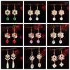 Dingle ljuskrona kinesiska traditionella örhängen för kvinnor flicka hanfu etnisk örhänge estetiskt blommakal hänge öronringar mode gåvor