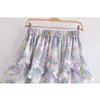 Yenkye Sweet Floral Print Ruffle Skirt Women Elastic High Waist Mini Jupe Femme Holiday Summer Boho Beachカジュアルファルダ220611