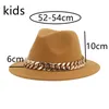 Berets Hats For Women Fedoras Kids Hat Boys Girls Fedora Chain Luxury Cute 52cm Small Baby Winter Panama Chapeau Femme