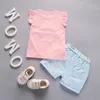 Zomer schattige cartoon 2 stks kinderen babymeisjes bloemen t -shirt top shorts broek set kleding kleding sets 220620