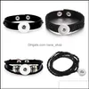 Bedelarmbanden sieraden mode 4 stijlen snaps zwart pu leer 18 mm snap knoop armband voor vrouwen drop levering 2021 6h8tk