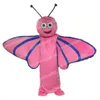 Halloween Pink Butterfly Mascot Costume de desenho animado Personagem Carnival Festival Dresses Fantasia Tamanho dos adultos Tamanho de Festa ao ar livre de Natal