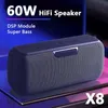 High Power 60W Bluetooth högtalare Portable Column Wireless Speaker Waterproof Subwoofer Music Center med Voice Assistant 6600mAh238867329