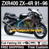 Zestaw całego ciała dla Kawasaki Ninja ZXR 400 CC ZX-4R ZXR400 91 92 93 94 95 96 Cowling 12DH.12 ZX4R 400CC ZX 4R ZXR-400 1991 1992 1993 1994 1995 1996 ABS ABS Fairing Blue Black