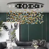 Ovale steen Crystal kroonluchter led rechthoek licht armatuur voor keuken eetkamer moderne lamp luxe home decor indoor verlichting