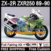 Ciało motocyklowe dla Kawasaki Ninja ZX2R ZXR250 ZX 2R 2 R R250 ZXR 250 89-98 Bodywork 8DH.91 ZX2 R ZX-2R ZXR-250 89 90 ZX-R250 1989 1990 Pełny zestaw Fairings Partner Blosy czerwony czerwony zestaw czerwony