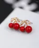 Studkoreanska smycken Hypoallergenisk röd körsbärsörhängen Crystal örhängen Stud Farl22