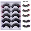 Hand Made Reusable 5 Pairs Color False Eyelashes Set Soft Light Thick Curly 3D Fake Lashes Multilayer Eyelash Extensions Makeup Accessory For Eyes