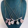 Colliers pendants Crystal rose Amethyste Green Aventurine Perle Collier Collier de pierre naturelle irrégulière Collier