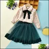 Clothing Sets Kids Girls Outfits Children Ruffle Shirt Topsandmesh Net Yarn Skirts 2Pcs/Set Summer Spring Autumn Mxhome Dhkfz