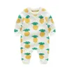 Overalls Frühling Herbst Infant Baby Mädchen Strampler Langarm Kirsche Druck Geboren Nette Stricken KleidungJumpsuits