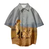 メンズカジュアルシャツ3DプリントチーターシャツCamisa Masculina for Man Harajuku Style Beach Shortleeved Camisas de Hombre