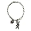 Bracelets de timbres pour femmes, chaîne de perles, accessoires tendance, Vintage, Simple, mignon, pendentif ours, bijoux de fête, GC1398, 925