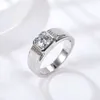 Bagues tendance en Moissanite pour hommes, coupe ronde de 1 Carat, en argent Sterling 100% 925, bijoux de mariage plaqués or blanc