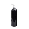 Leere Verpackung, schwarze Plastikflasche, runde Schulter, PET, schwarz, weiß, durchsichtig, Schraublotion, Presspumpe, tragbar, nachfüllbar, Kosmetikverpackungsbehälter, 400 ml