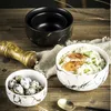 Marmurowa Ceramiczna miska Strona główna Zestaw stołowych Styl Nordic Styl Porcelanowy Śniadanie Rice Dinner Noodle Zupa Okrągły miski 220408