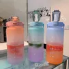 2L Large-capacity Water Bottle With Bounce Lid Timeline Reminder Leak-proof Frosted Cup For Outdoor Sports And Fitness CX220425