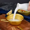 한국 골드 쌀 와인 그릇 알루미늄 라운드 Makgeolli 와인 컵 부엌 조미료 요리 음식 담그는 소스 용기 손잡이