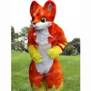 Halloween Orange Husky Fox Dog Mascot Kostuum Simulatie Streepjes Karakter Outfits Pak Volwassenen Outfit Kerstcarnaval Fancy Dress For Men Women