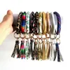 Keychains Zwpon Pu Leather O Circle Tassel Wristlet Keychain Southern Fashion Women Key Chain Ring Fob Holder Whole Enek225658684