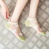 Meias pares de meias Feminino de verão Flor de verão sem exibição Cristal de seda de seda de seda respirável A captação feminina de tornozelo feminino de tornozelo feminino
