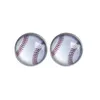 Glass Stud Earrings Creative Baseball Football Basketball Ball Earrings Fashion Jewelry Accessories