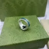 Nieuwe sieraden 925 zilveren G brief uitgeholde groen emaille ring mannen en vrouwen Retro ring fashion street221l